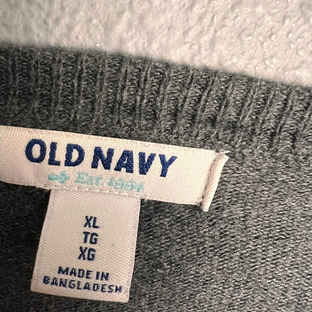 Old Navy Cozy XL Gray V-Neck Academia Button Front Knit Cardigan Sweater Classic
